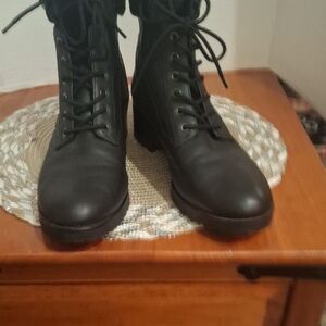 Michael Kors Black Lace-Up Combat Boots